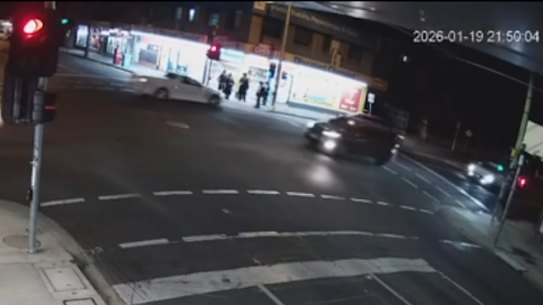 The white ute (top) and the group of boys in Ripponlea on Monday night.