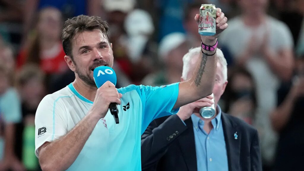 Three-time Grand Slam winner enjoys beer on court after emotional final Australian Open match Three-time Grand Slam winner enjoys beer on court after emotional final Australian Open match