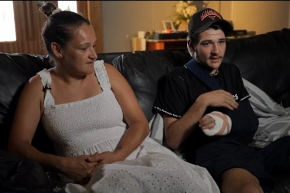 Kaleb Macqueen, pictured alongisde his mother Jessica Johnson.