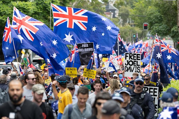 About 2000 protesters took part in the March for Australia rally on Monday.