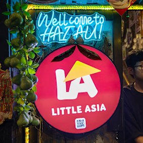 Businesses part of the “Little Asia” precinct in Canley Vale are marked by bright red signs.