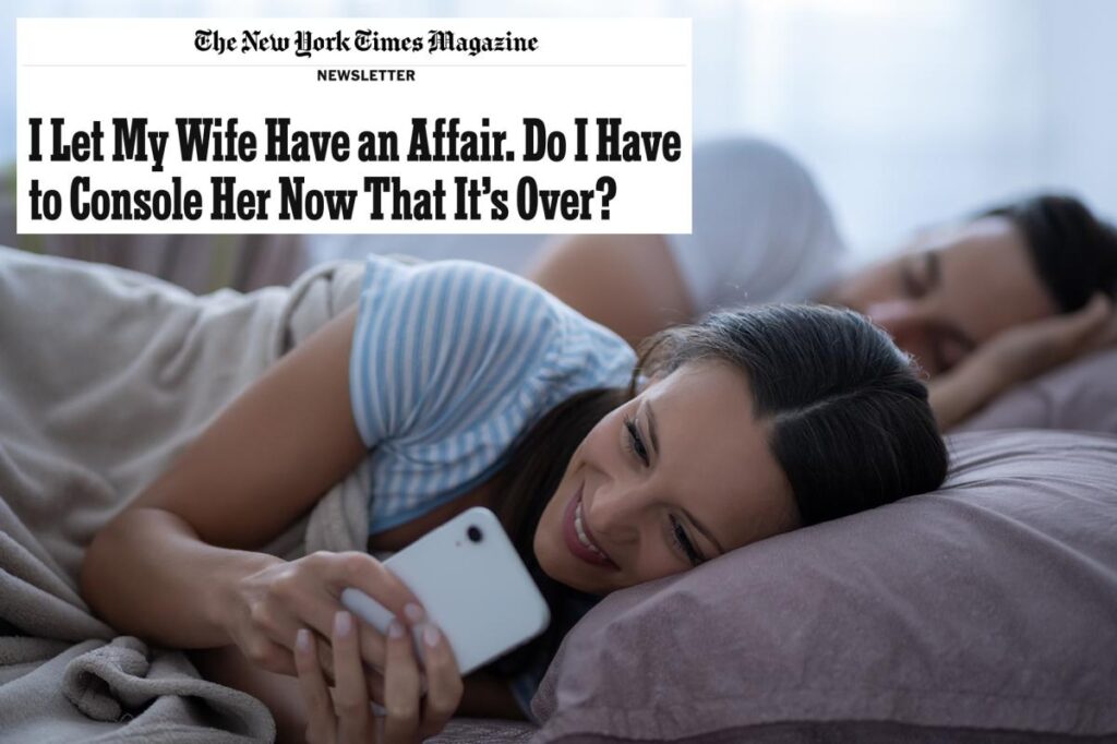 NY Times ridiculed for cringe essay about cuckolded husband comforting wife after she cheated on him NY Times ridiculed for cringe essay about cuckolded husband comforting wife after she cheated on him