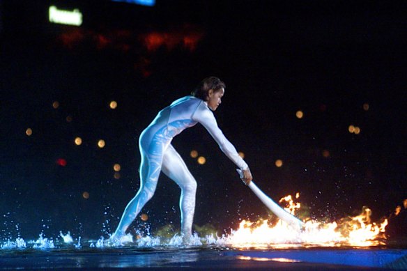 Cathy Freeman at the Sydney 2000 Olympics opening ceremony.
