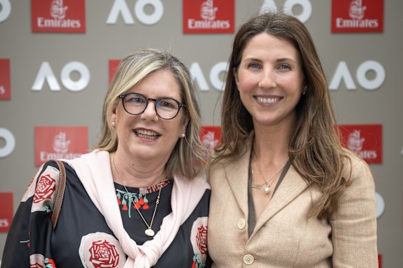 Penny Fowler with Lulu Fowler at the Emirates marquee.