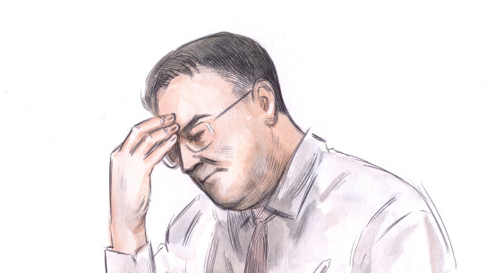 A courtroom sketch of he killer, Bradley Robert Edwards.