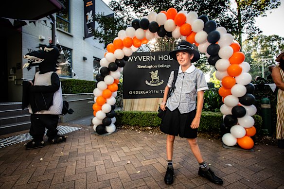 Ruby Arnott on her first day at Newington on Wednesday.