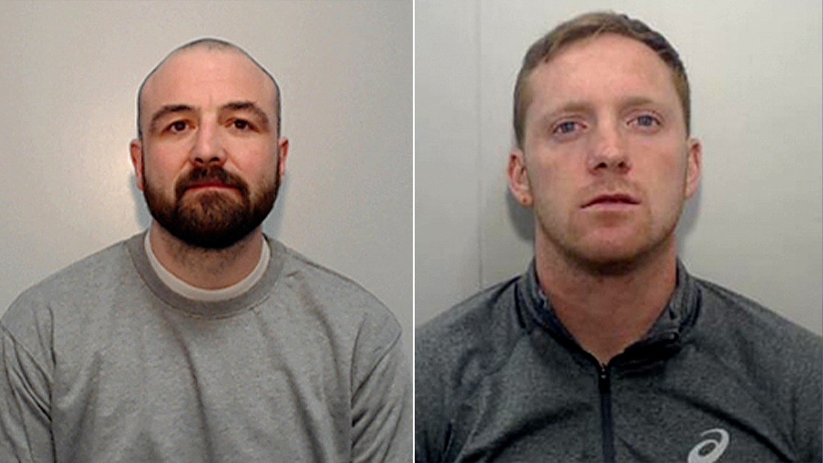 mugshots of two young men in gray shirt
