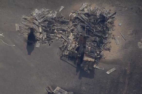 An aerial view of a property destroyed in Ruffy.