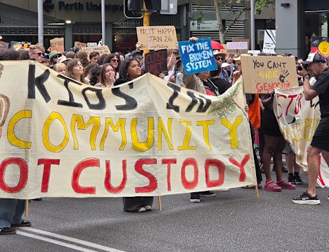 The Invasion Day rally in Perth.