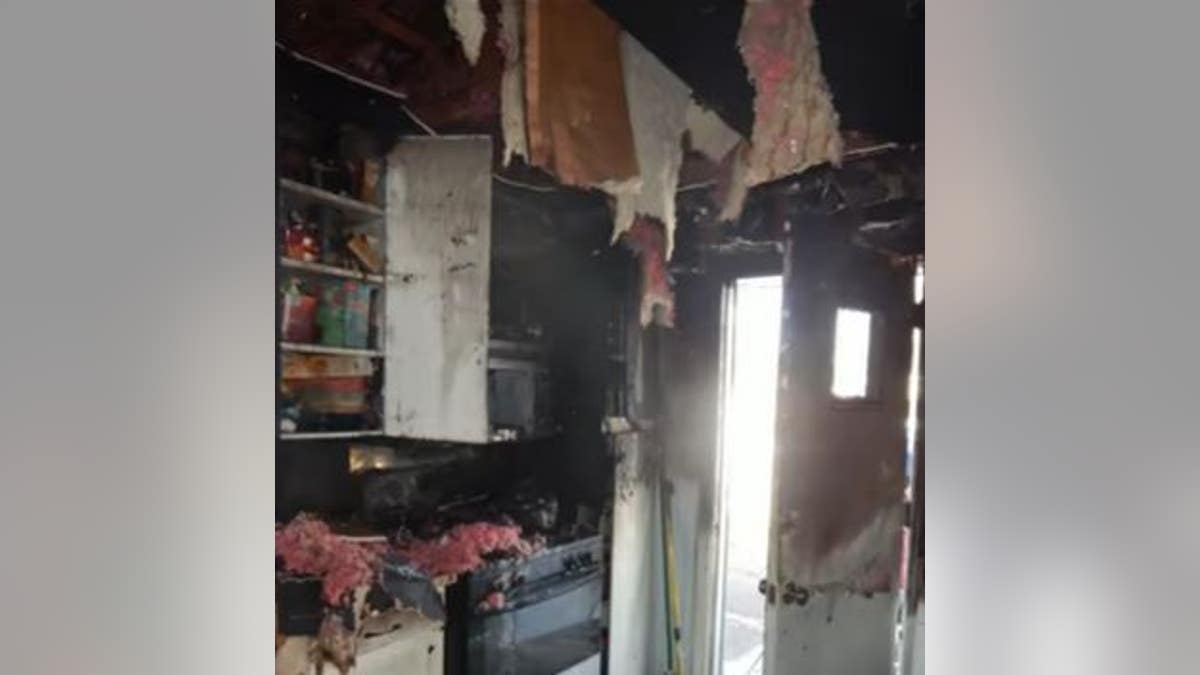Kitchen damage after the fire