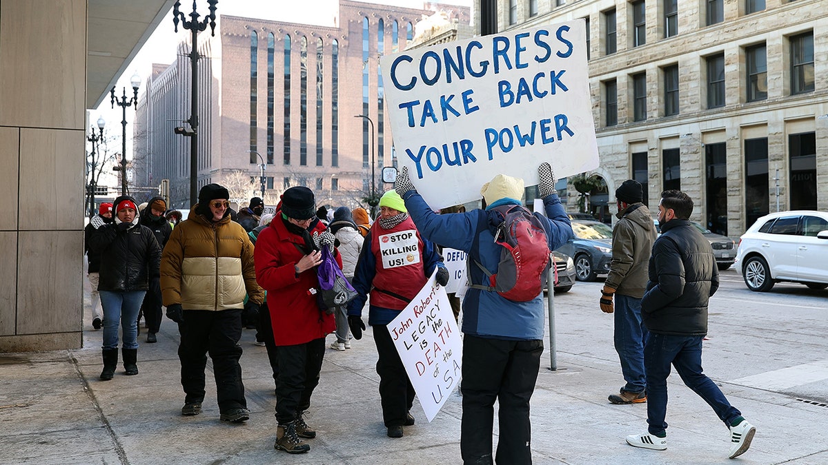Anti-ICE protesters outside the Target Center