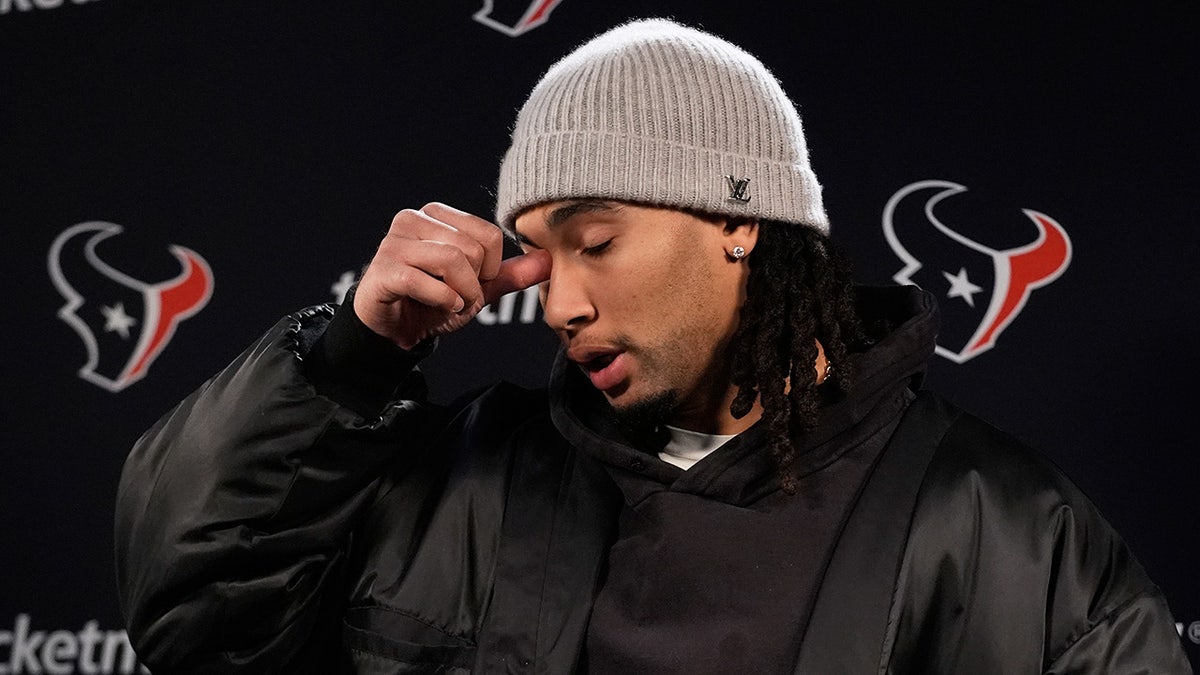 CJ Stroud talks to reporters