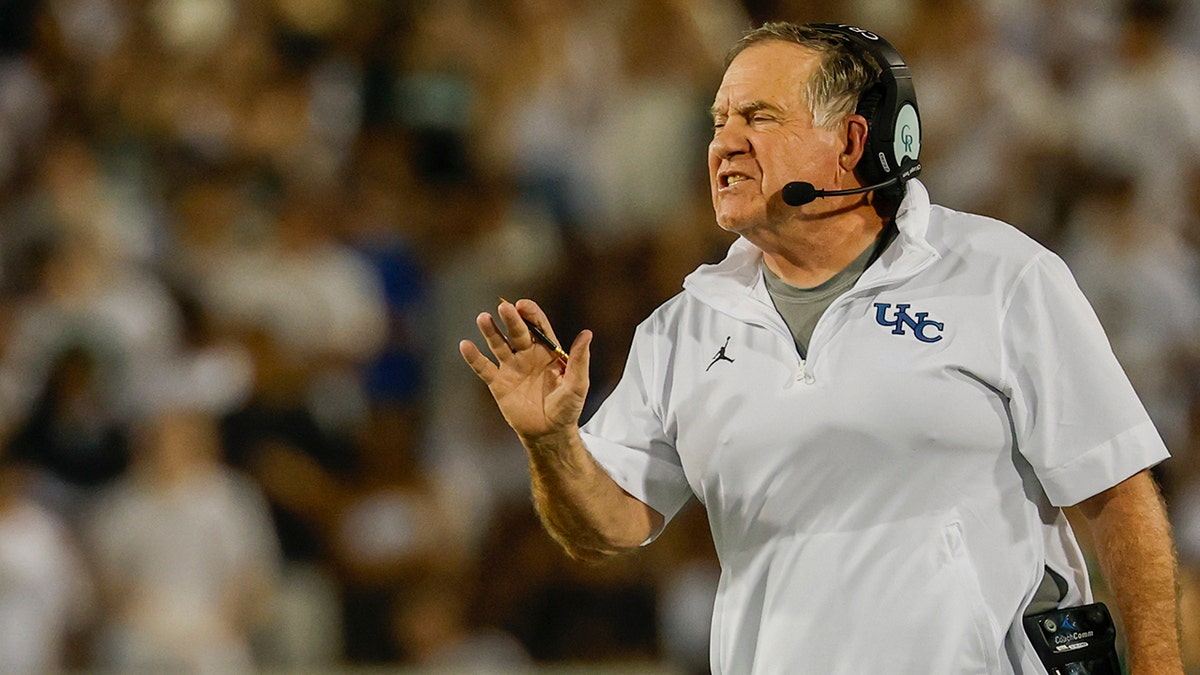 Bill Belichick yells from the sidelines