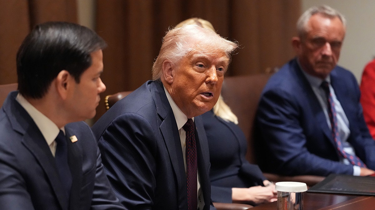President Donald Trump, Secretary of State Marco Rubio, and Health and Human Services Secretary Robert F. Kennedy Jr.