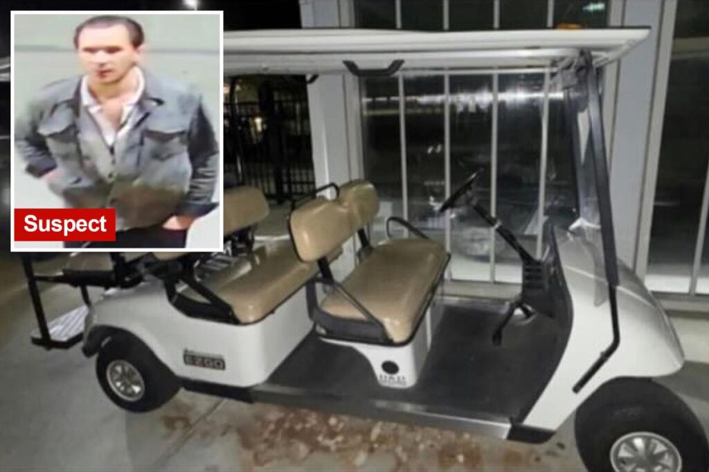 Slickly dressed bandit wanted for stealing K golf cart from Christian school