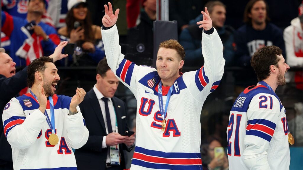 Trump wears US men’s hockey star Matthew Tkachuk’s gold medal at White House: ‘Not giving it back’