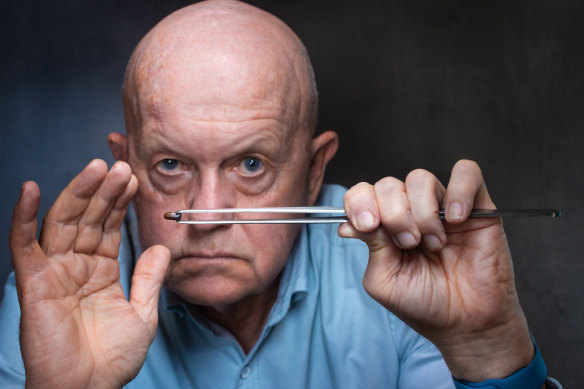 In 1999, Jason Moran shot Carl Williams in the stomach. Williams vowed revenge, and so the Underbelly War began. Here, John Silvester is pictured with the bullet that entered Williams.