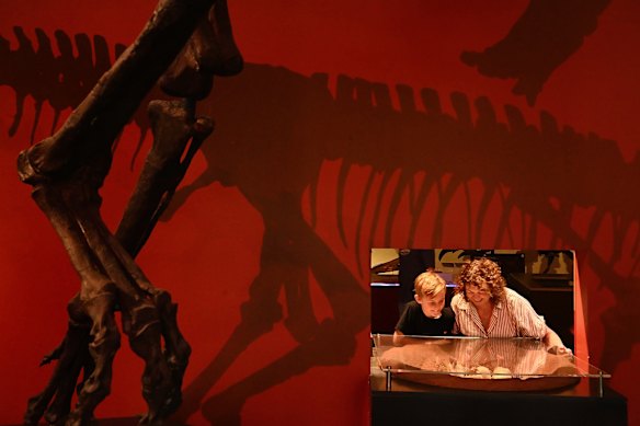 Therese Coogan with grandson Teddy at the Australian Museum. 