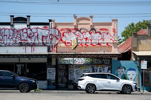 Empty shopfronts on High Street, Thornbury.