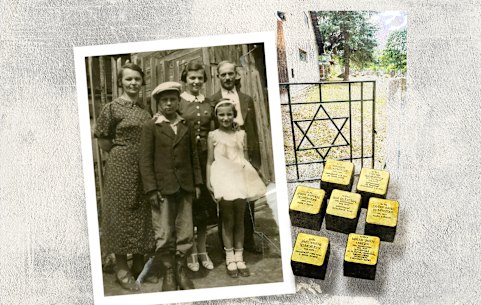 Mira is pictured with her parents Genya and Dolfie Blumenstock, her older brother Yanchi and their aunt Olga. Only Mira survived the Holocaust. Dolfie is buried in his home town of Spisska Stara Ves in Slovakia. Mira Unreich’s daughters Rachelle, Lilianne and Jeannette arranged for stones of remembrance -- “Stolpersteine” -- to be laid in the village. 