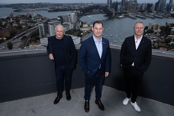 Australian Restaurant and Cafe Association founding members Chris Lucas, Wes Lambert (chief executive) and Neil Perry.