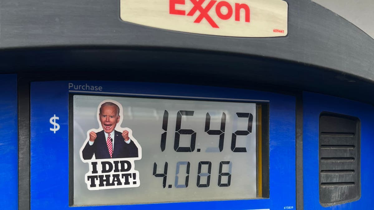 Photo of gas pump with Joe Biden sticker