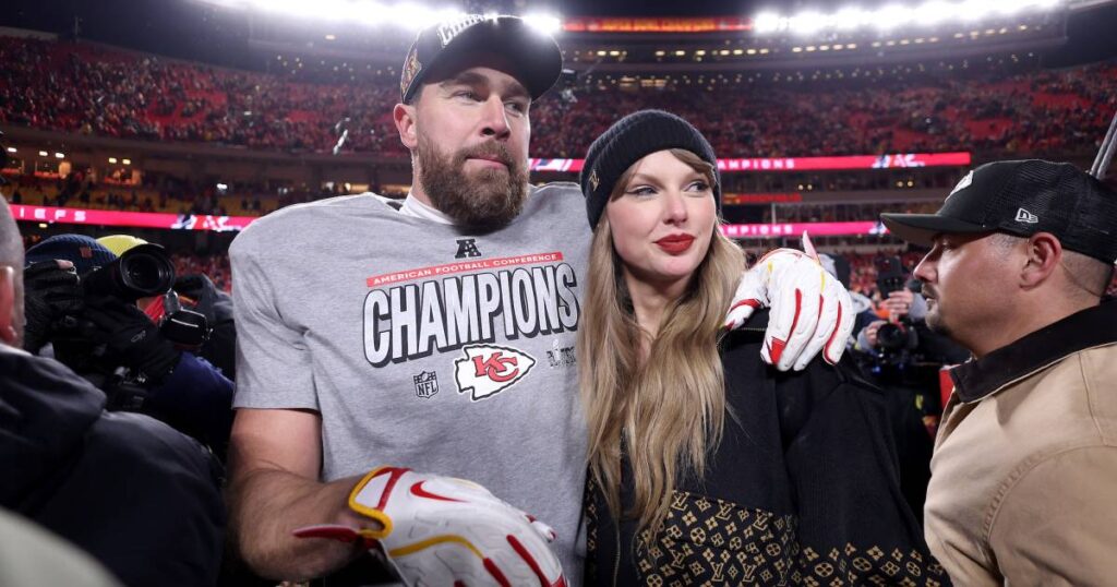 Travis Kelce Dances to Taylor Swift’s ‘The Fate of Ophelia’ at ‘Tight Ends & Friends’ Super Bowl Bash