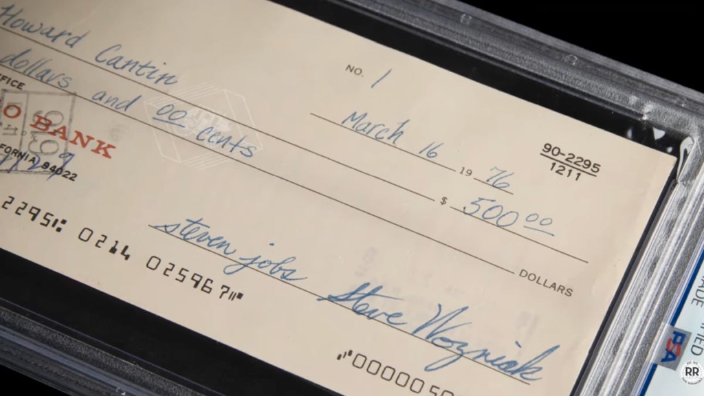 The 0 Check That Helped Launch Apple Just Sold for Millions