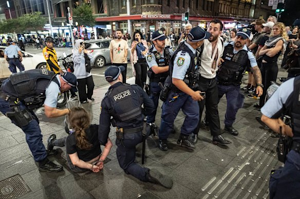 Police arrested 27 people during outbreaks of violence, as protesters attempted to march through the CBD.