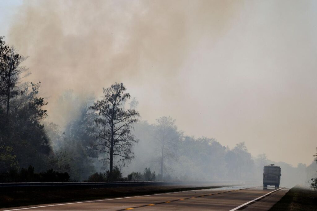 Florida wildfire that spread over 30K acres shuts down highway during historic drought