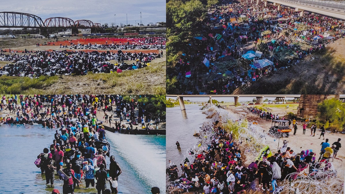 Kristi Noem standing with CBP officials outdoors in Eagle Pass, Texas