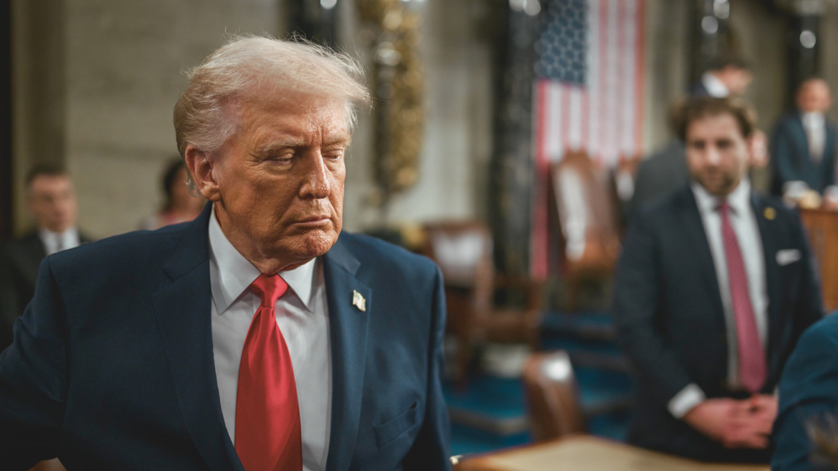 President Donald Trump is seen leaving after his State of the Union address on February 24, 2026 in Washington, D.C.