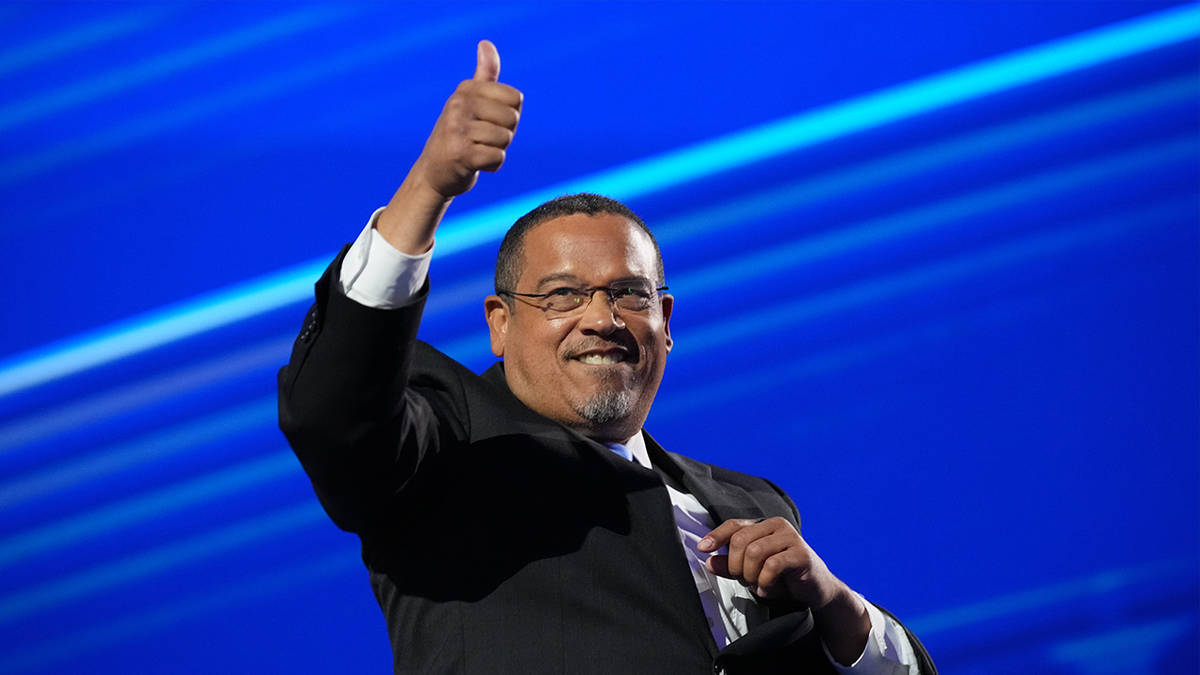 Minnesota Attorney General Keith Ellison departs after speaking on stage during the third day of the Democratic National Convention at the United Center on August 21, 2024 in Chicago, Illinois. Delegates, politicians, and Democratic Party supporters are in Chicago for the convention, concluding with current Vice President Kamala Harris accepting her party's presidential nomination. The DNC takes place from August 19-22.