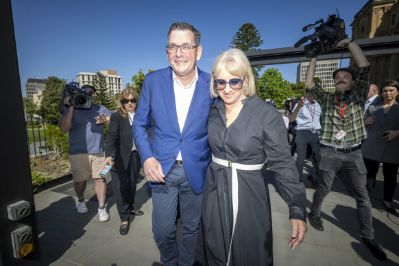 Daniel Andrews with his wife, Catherine, in 2023.