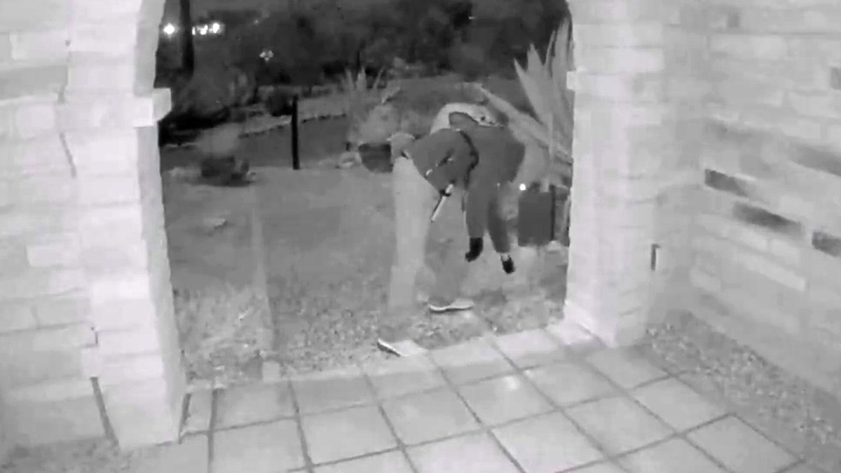 A view from a Guthrie doorbell camera showing suspect