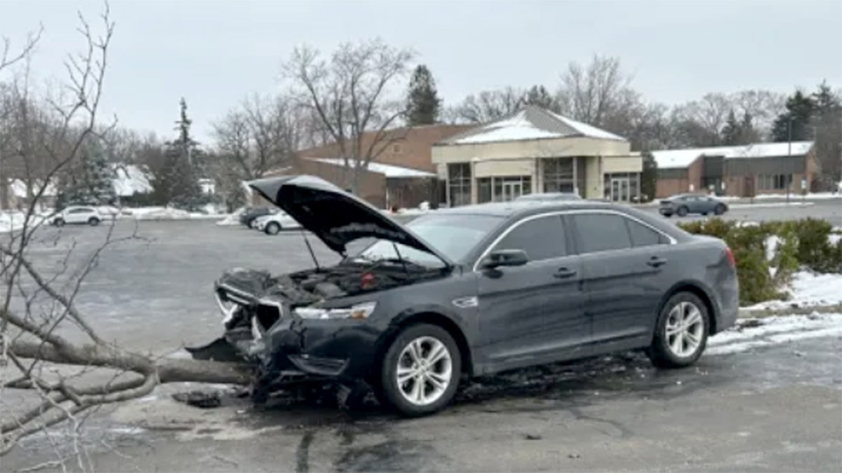 The car of a criminal illegal alien gang member after he rammed it into police as they were giving chase