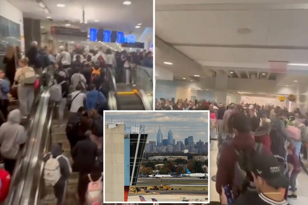 Video captures Philadelphia airport chaos as hundreds of passengers crowd terminal after security checkpoints close