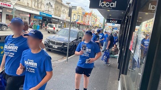 Brethren members join the Liberal campaign in Kooyong.