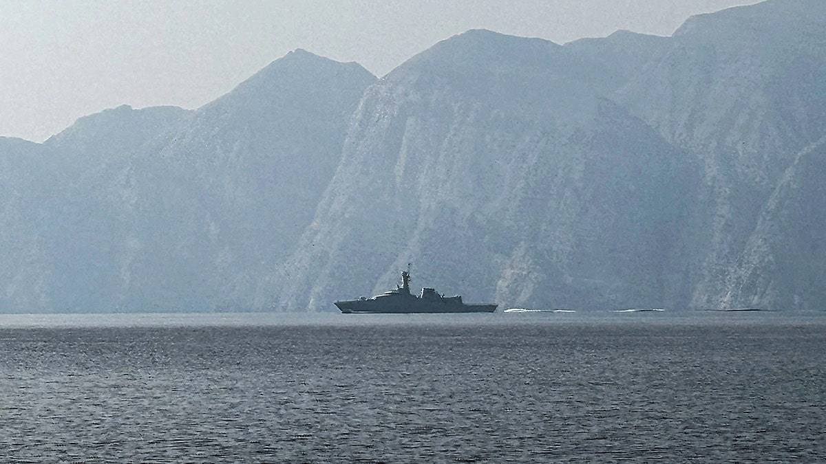 An oil tanker travels through the Strait of Hormuz.