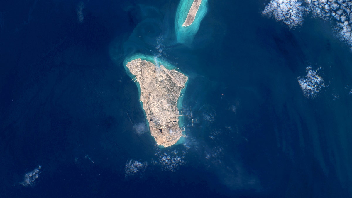 Satellite view of Kharg Island in Iran