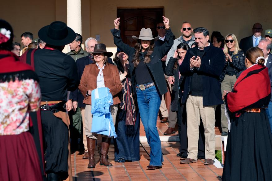 Noem dancing during a trip to Buenos Aires, Argentina on July 29, 2025.