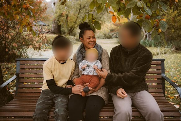 Dezi Freeman’s wife Amalia and their three children, pictured in 2022.