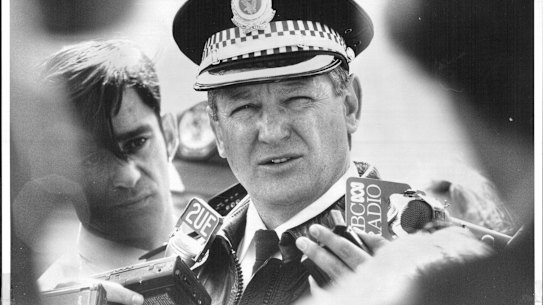 Briefing the media on the backpacker investigation.