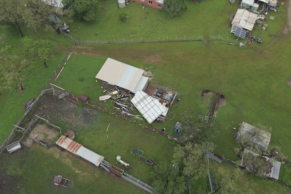 A roof blown off a structure in Coen.