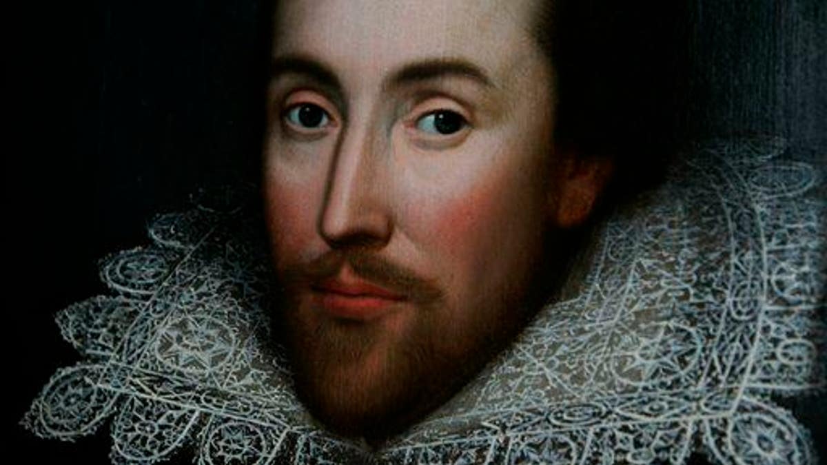 A portrait of William Shakespeare is seen in London.