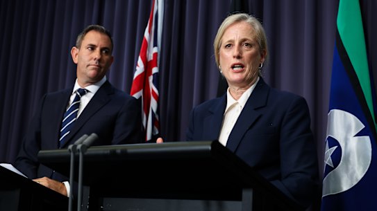 Treasurer Jim Chalmers and Finance Minister Katy Gallagher reveal the budget continues to bleed because of collapsing tobacco excise.