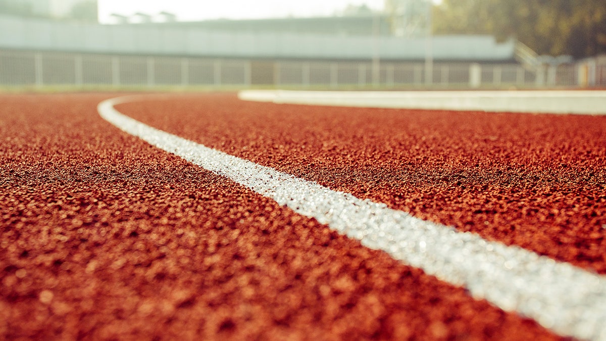Detail of a running track in a stadium