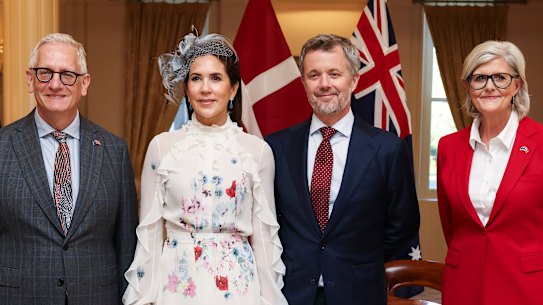 Simeon Beckett, Queen Mary of Denmark, King Frederik X of Denmark and Governor-General Sam Mostyn at Government House.