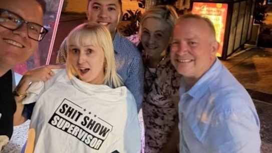 Redlands CEO Louise Rusan (second right) with Beeaumont (third right), Daly (holding the shirt).