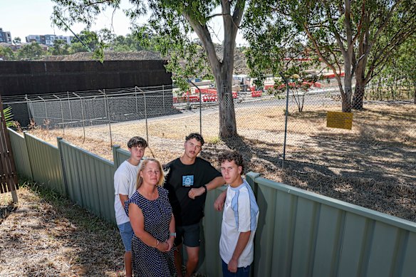 Narelle Lawton with sons Mitchell, Baily and Declan at their Yallambie home. 